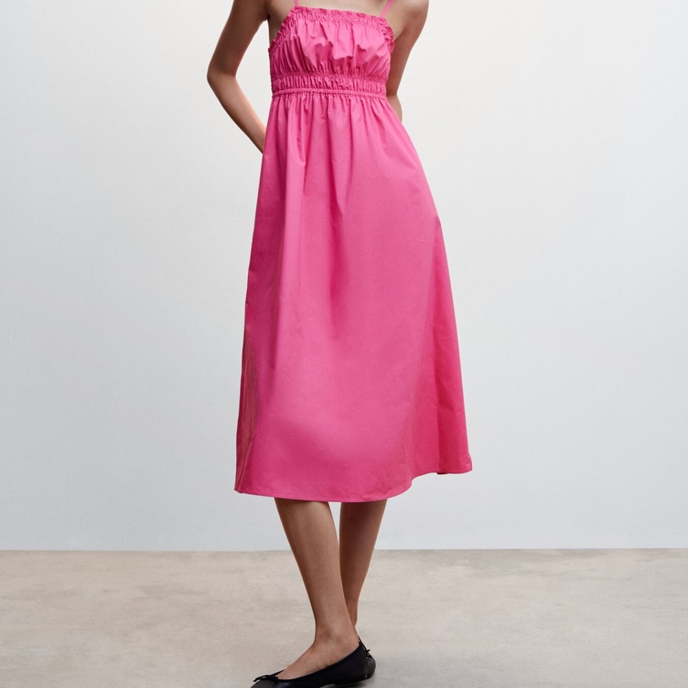 Pink Strapless Midi Dress